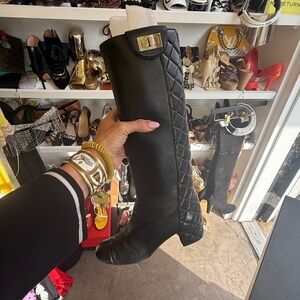 CHANEL Black Leather Boots